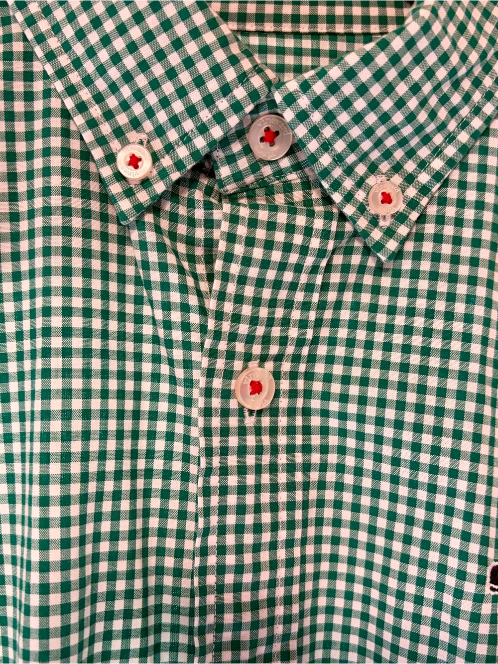 Vineyard Vines Green and White Gingham Button-Down Shirt 12/14